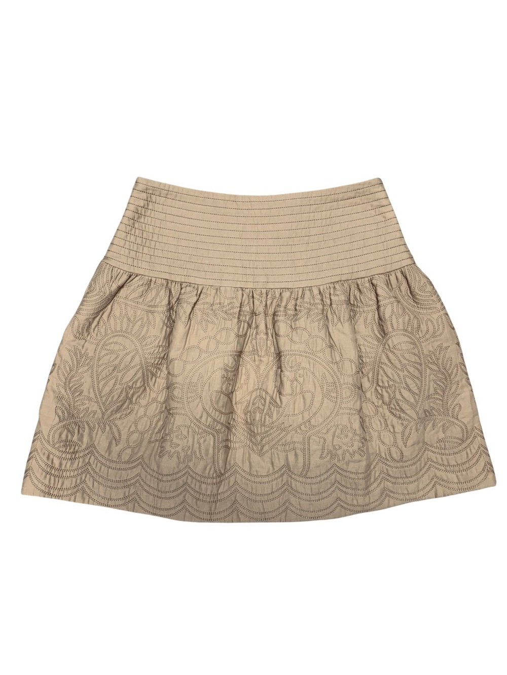 Red Valentino Beige Tan Embroidered Mini Skirt Size 40 Boho Romantic Designer